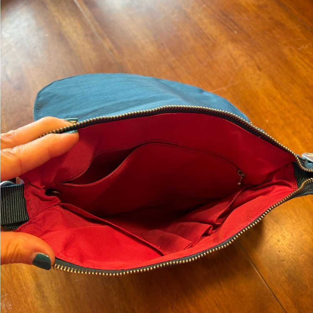 Baggallini Blue Crossbody Bag with Soft Fabric and Flap Closure - Picture 5 of 7
